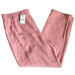 Marine Layer Pants NWT Size L Rosette Pink Paula Easy Tapered  Gauze Cropped‎